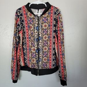 Insta Girl Medium 10/12 Lightweight Jacket Long Sleeve Full Zip Multicolor